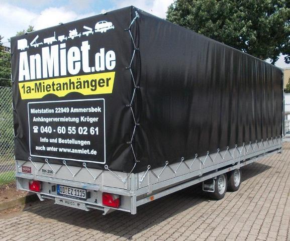 RH-206Planenanhnger, 3000kg GG, 2100kg NL, Lademae 611x203x180cm, HulcoTandemhochlader gebremst.