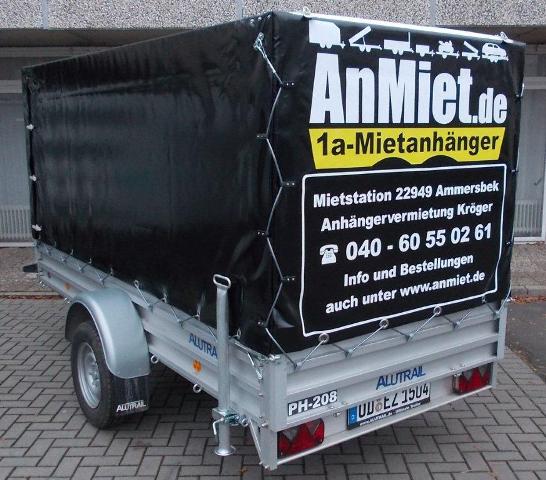 PH-208Planenanhnger, 750kg GG, 500kg NL, Lademae 310x135x150cm, Alutrail ungebremst.