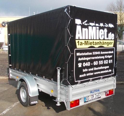 QH-128Planenanhnger, 1400kg GG, 1050kg NL, Lademae 310x135x170cm, Alutrail 1achser gebremst.