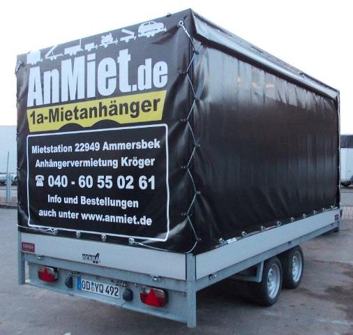 RH-105Planenanhnger, 3500kg GG, 2700kg NL, Lademae 401x202x190cm, Henra Tandemhochlader  gebremst.