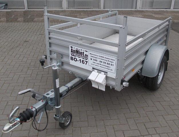 BO-167offener Kasten, 1200kg GG, 990kg NL, Lademae 216x115x52cm, Alutrail 1achser gebremst, Tempo 100.