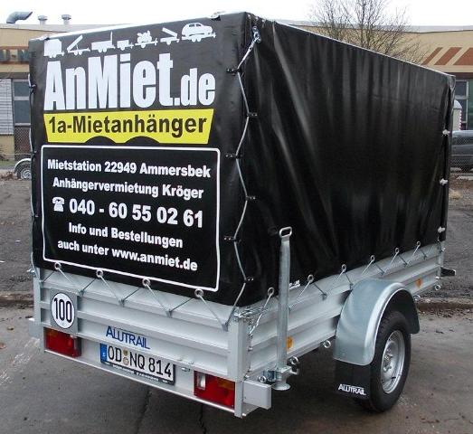 PH-109Planenanhnger, 400kg GG, 200kg NL, Lademae 263x135x150cm, Alutrail ungebremst, Tempo 100.